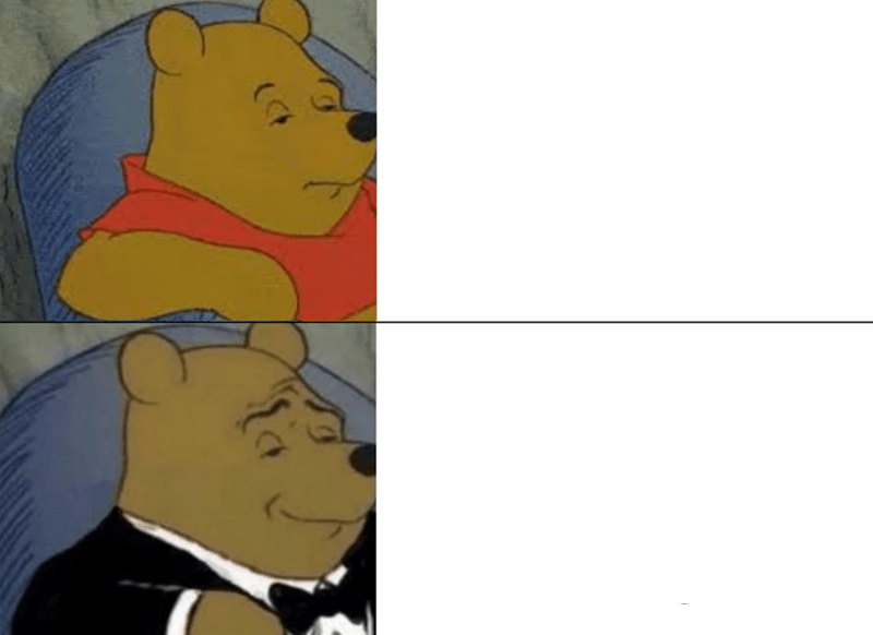 Tuxedo Winnie The Pooh meme about MOSH